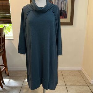 ANAMA Blue Cowl Neck Cotton Blend Dress-Tunic w/Pockets Size Large
